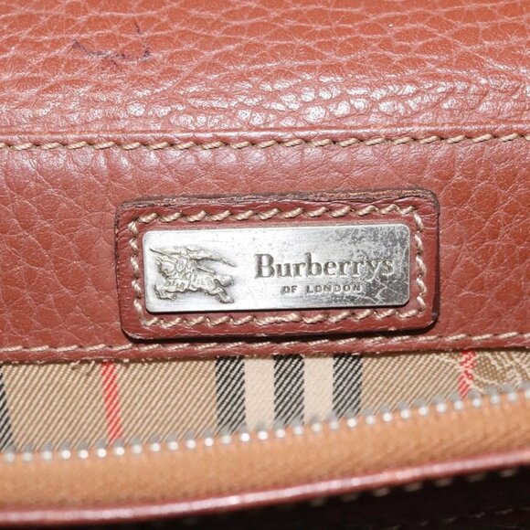 Burberrys Clutch Bag Leather Brown Auth ti2967 - Picture 8 of 16